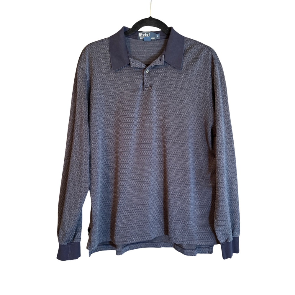 Polo by Ralph Lauren Gray‎ Pattern Long Sleeve Polo Men's L